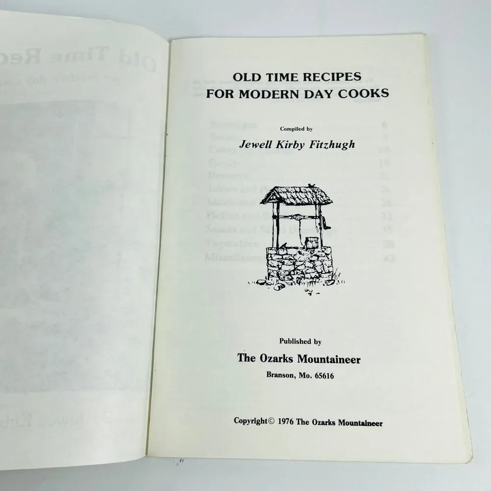 Old Time Recipes Jewell Kirby Fitzhugh 1976 Cookbook Ozarks Branson MO